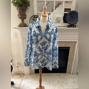 Crosby Blue and White Floral Shirt